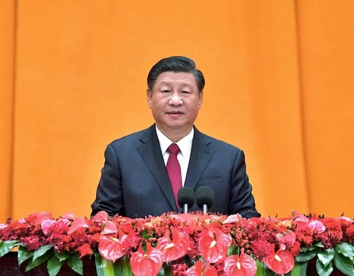 2023年1月20日，中共中央、国务院在北京人民大会堂举行2023年春节团拜会。习近平发表讲话。新华社记者 李涛 摄